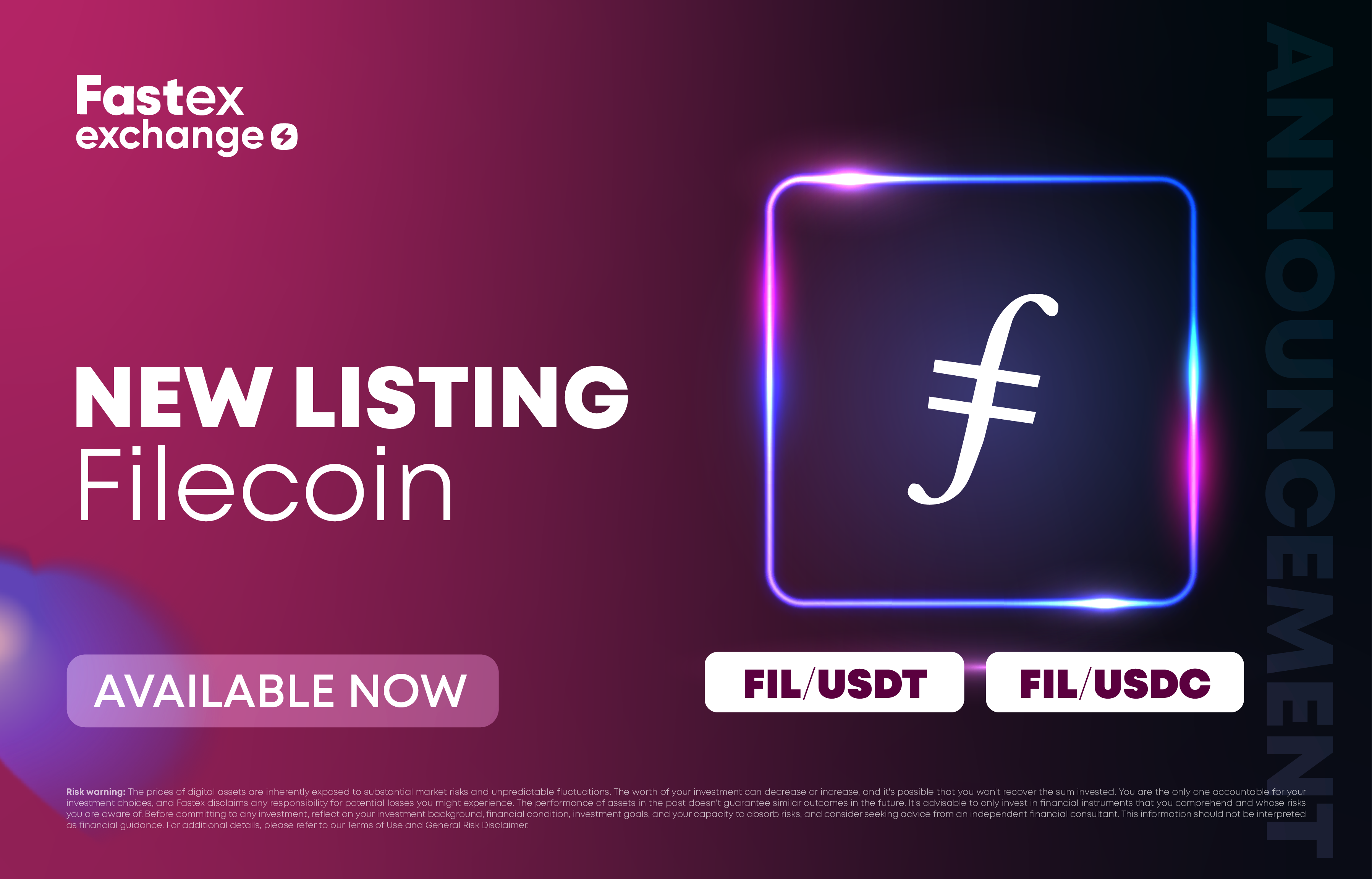New Network Integration on Fastex Exchange: Filecoin (FIL) | Fastex